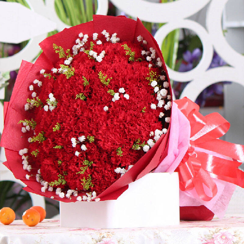 19朵紅康乃馨與百合 獻給摯愛的生日祝福花束